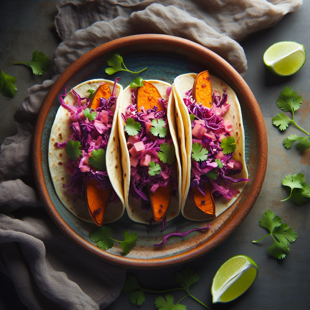 Smoky Sweet Potato Tacos with Tangy Slaw