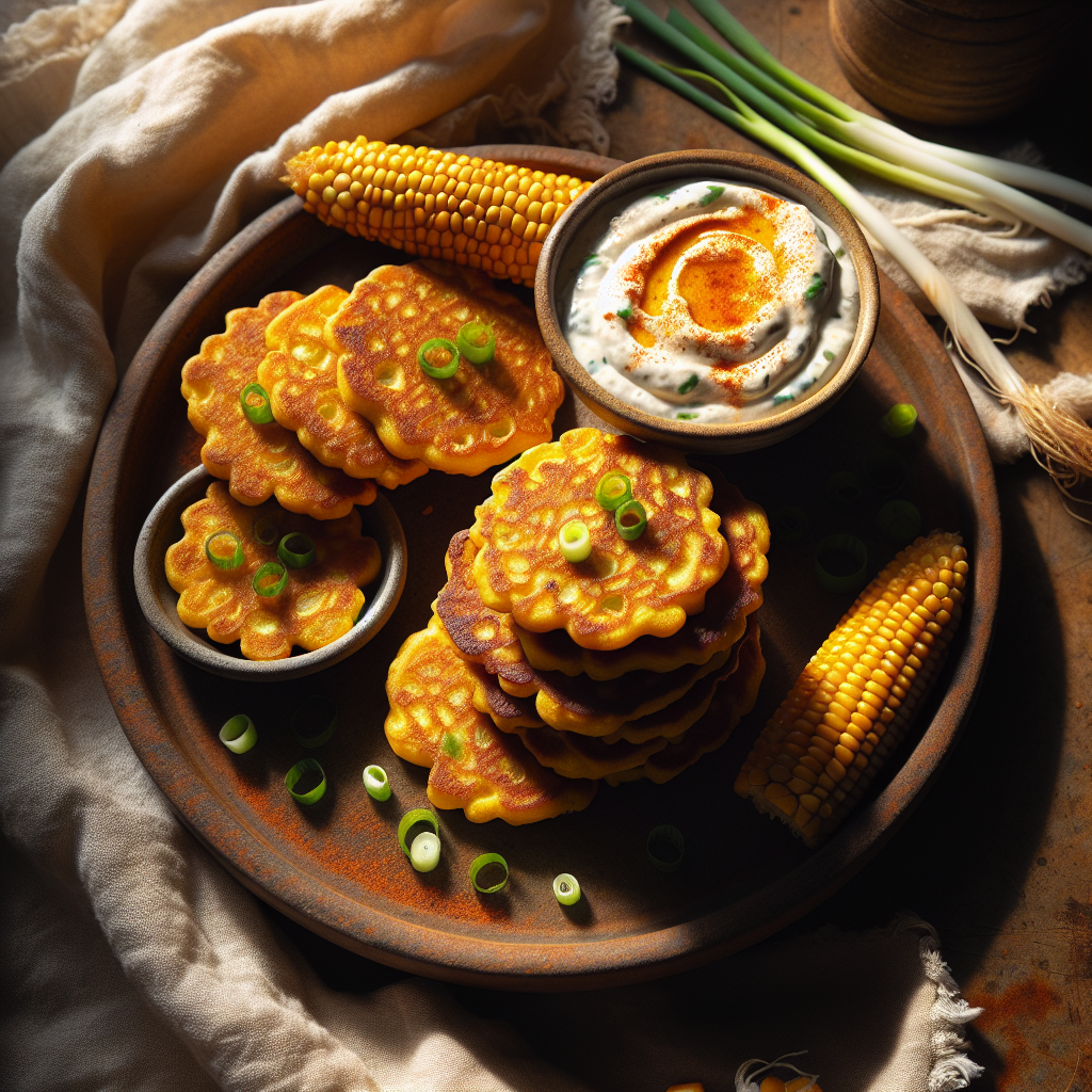 Good Vibes Sweet Corn & Cheddar Fritters with Smoky Honey Dip